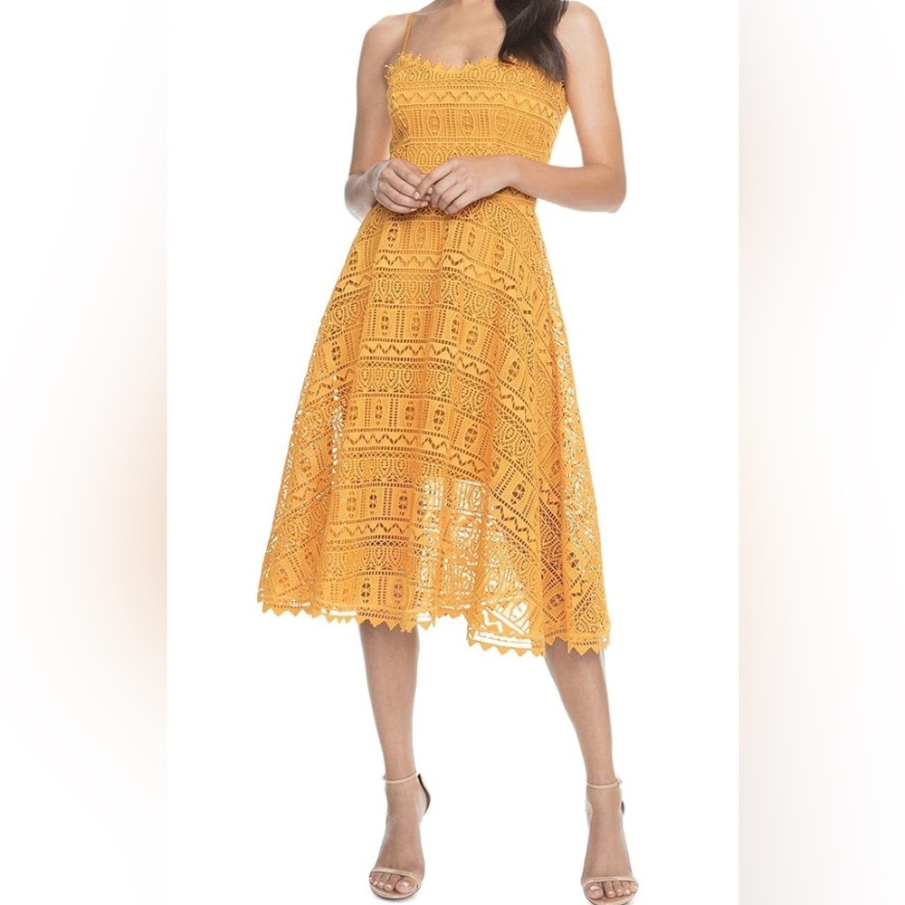 Dress The Population Brenna Honey Yellow Lace Dress XL NWT